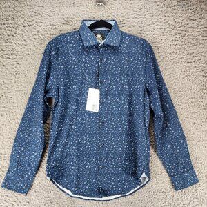 English Laundry Shirt Mens Small Envy Blue Abstract Long Sleeve Button Up *NWT*